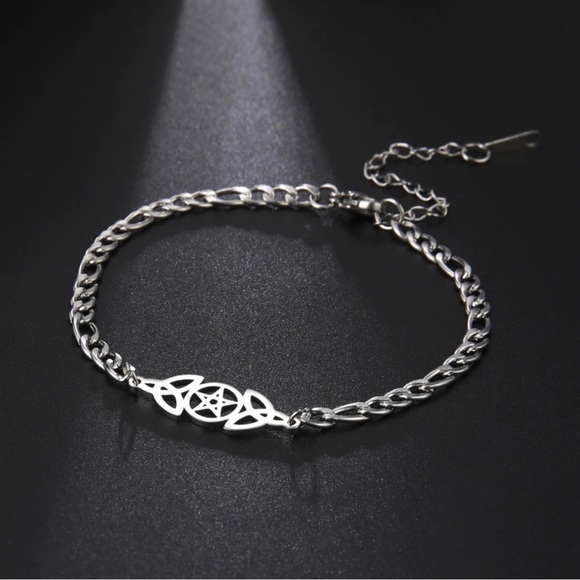 3 For $35 18K Gold or 18K White Gold/ Rhodium Plated Pentacle Triquetra Bracelet - Picture 2 of 5